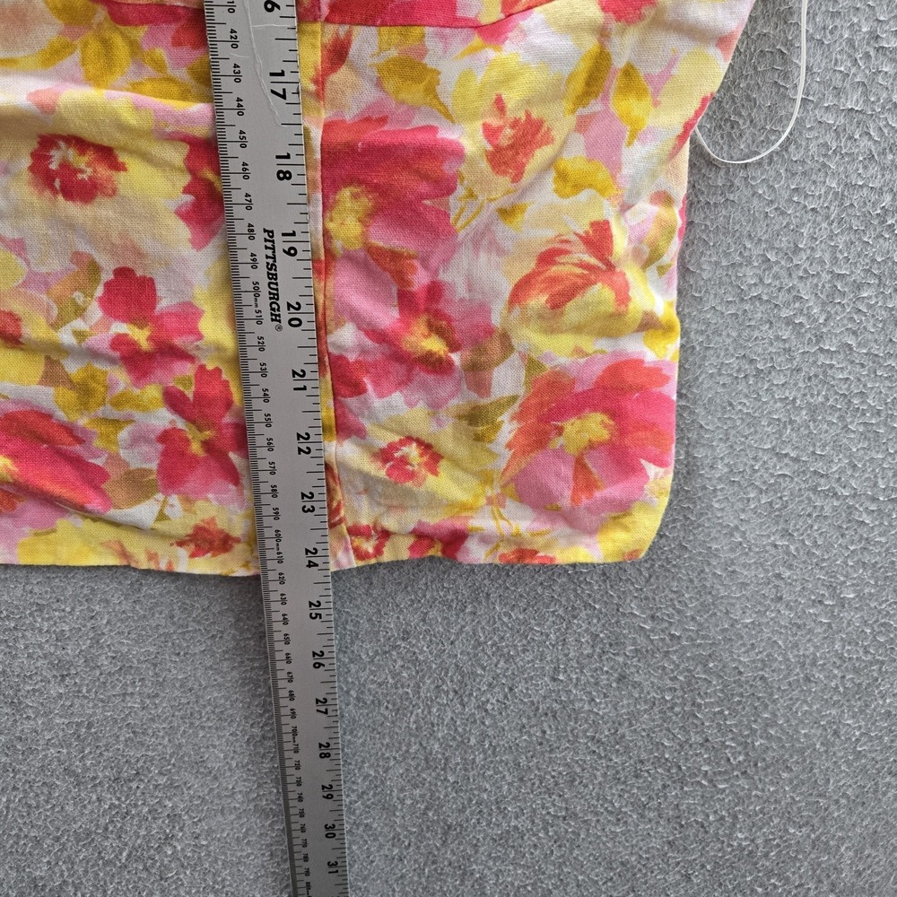 Old Navy Women Tank Top XXL Yellow Linen Viscose Floral Ruffle Square Neck Cami - Picture 5 of 8